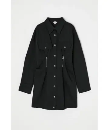 MOUSSY WAIST ZIP UP 데님 드레스 미니 원피스 블랙