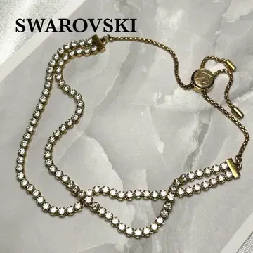 SWAROVSKI 스와로브스키 연결 스톤 장식 팔찌 골드