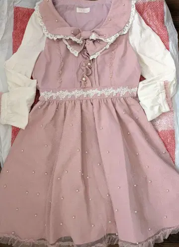 리즈리사 원피스 펄 장식 핑크