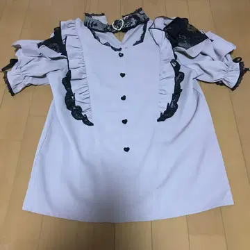 핑크 프릴 레이스 반팔 블라우스 유아테야