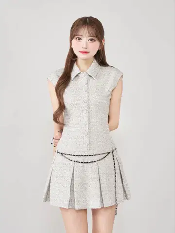 Darich 체인 벨트 트위드 미니 원피스