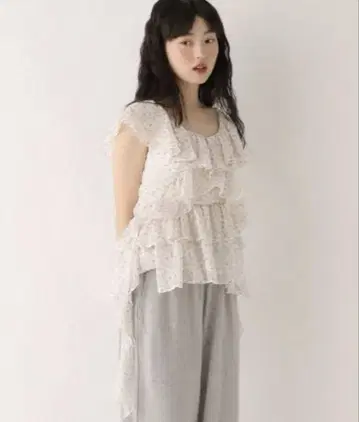 Heather/피쉬테일 프릴 블라우스 499191