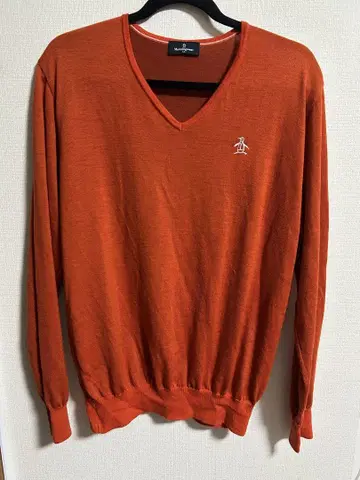 Munsingwear 오렌지 V넥 스웨터 LL