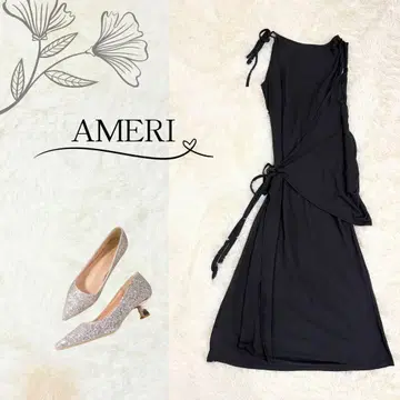 AMERI 블랙 슬리브리스 원피스