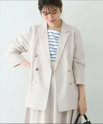 [ 새상품급 완판 ] osono 베코베코 금장 버튼 면린넨 테일러드 자켓