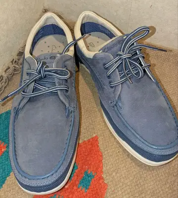 새상품급 Clarks 파랑 스웨이드 데크 슈즈