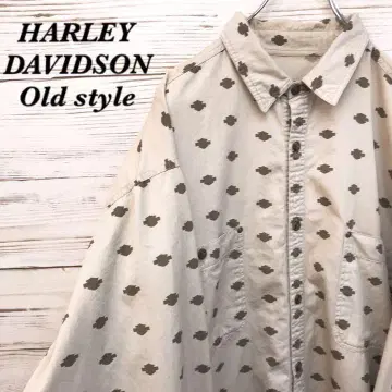 [초레어] 할리데이비슨 긴팔 셔츠 L 베이지 올 패턴
