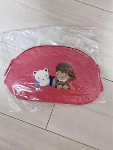 familiar 파우치 빨간색 데님 손 자수