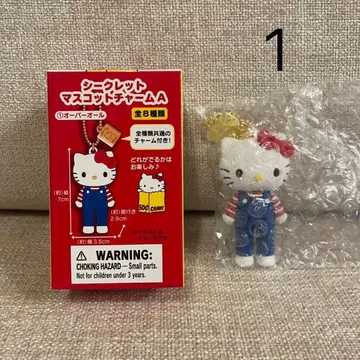 1*새상품 헬로키티전 시크릿 마스코트 참 A 오버롤