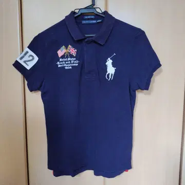 폴로 랄프로렌 미국 국기 & 넘버 빅 포니 피케 셔츠 여성용 L