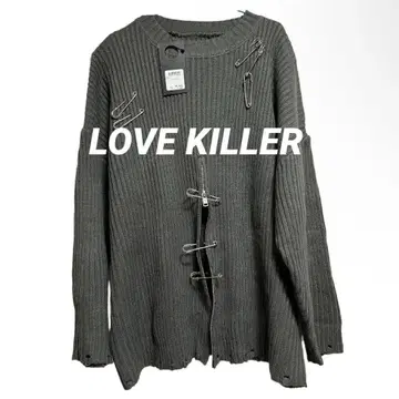 love killer 러브 킬러 펑크 지퍼 니트 그레이 XU