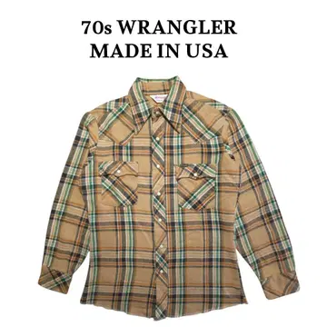 70sWrangler USA제 웨스턴 체크 셔츠 M 사이즈 랭글러