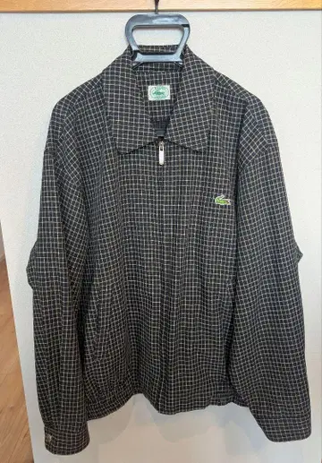 Lacoste 블랙 체크 지퍼 블루종 오버 사이즈