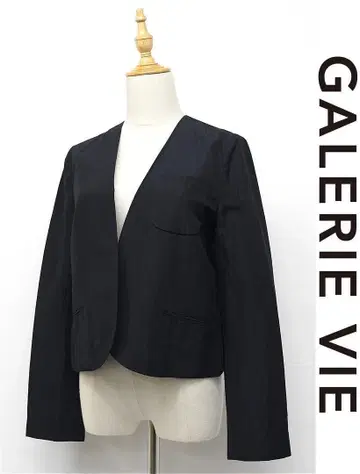 H491/ GALERIE VIE 노카라 자켓 린넨 실크 1 네이비