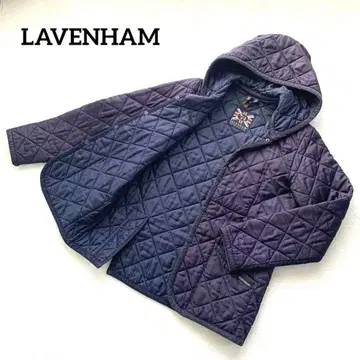 [ LAVENHAM 라벤햄 ] 퀼팅 자켓 후드 부착 퍼플 38