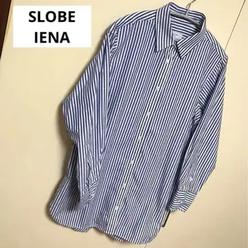 SLOBE IENA 스트라이프 셔츠 블라우스 긴팔 펄 버튼 면 100%