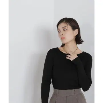 택 포함 Natural Beauty Basic 보트넥 니트 블랙
