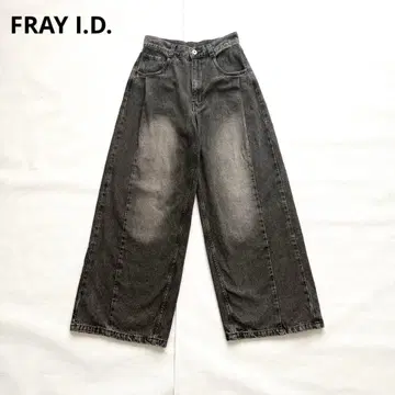 새상품급 프레이 아이디 턱 디자인 와이드 데님 팬츠 블랙 1