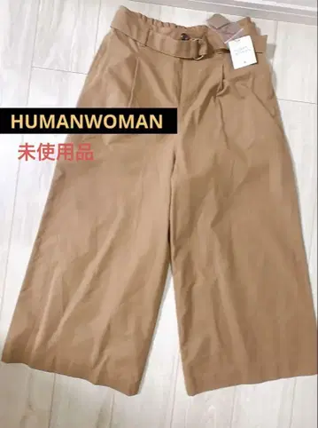 택 포함 미사용 새상품 HUMANWOMAN 와이드 팬츠 벨트 포함 브라운