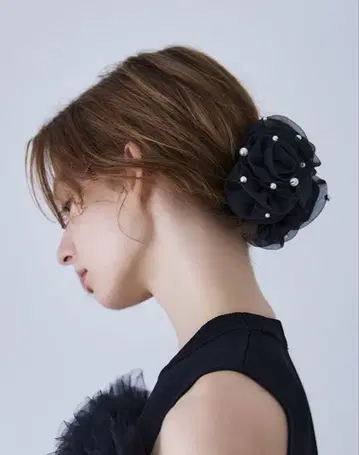 Riu Rose 진주 헤어 클립 블랙 R짱