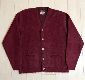50s 60s 빈티지 모헤어 가디건 보르도 크림슨 XL