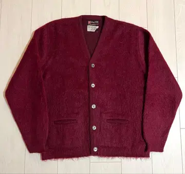 50s 60s 빈티지 모헤어 가디건 보르도 크림슨 XL