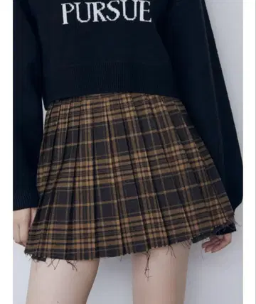 컷오프 플리츠 미니 스커트