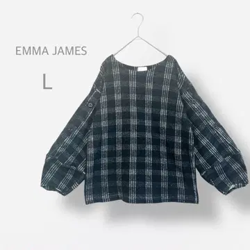[ EMMA JAMES ] 체크 니트 퍼프 슬리브 오버 사이즈 빅 루즈