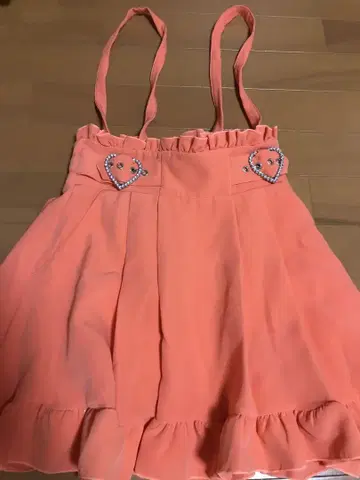 디어마이러브 오렌지 하트 장식 프릴 스커트