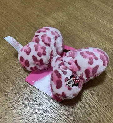 새상품 TDL 디즈니 미니 리본 머리끈 레오파드 무늬 핑크