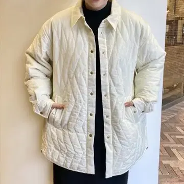 BEARDSLEY 아이보리 퀼팅 셔츠 자켓
