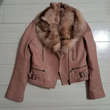 핑크 가죽 라이더 자켓