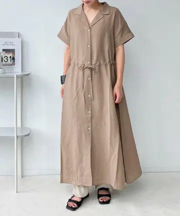 새상품급! AS KNOWS AS 베이지 셔츠 원피스 반팔