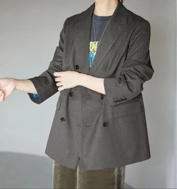 SLOBE 다크 그레이 더블 브레스트 자켓