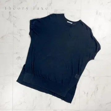 띠어리 럭스 프렌치 슬리브 니트 반팔 코튼 블랙 38*ZC391