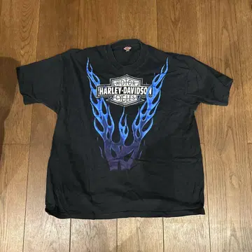 90's Vintage Harley Shirt Blue Flame SS