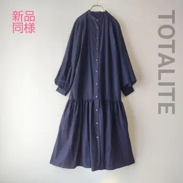 새상품급 TOTALITE 토탈리테 밴드 카라 셔츠 원피스 롱