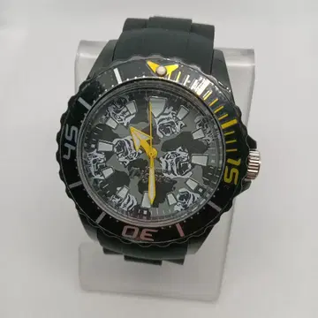 [ 작동품 ] 한신 타이거즈 손목시계 블랙 실리콘 밴드