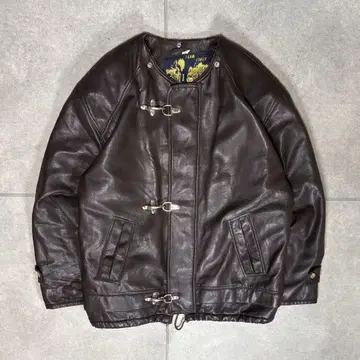 파이어맨 자켓 가죽 이탈리아제 보아 안감 90s 금장 장식