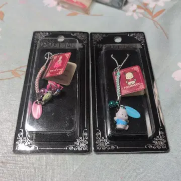 산리오 원색 도감 포차코와 레어 마론 크림 스트랩 세트