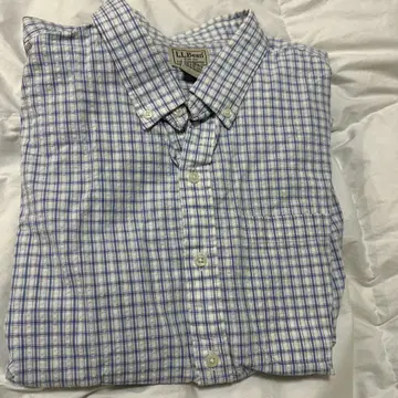 L.L.Bean 반팔 셔츠 XXL 파랑과 화이트 체크