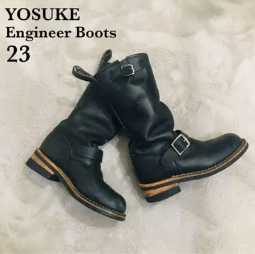 YOSUKE 여성용 엔지니어 부츠 23.0 데미지 가공 가죽 부츠