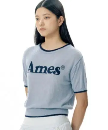 Ames 블루 로고 반팔 티셔츠