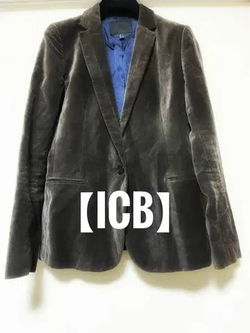 [ iCB ] 그레이 벨벳 테일러드 자켓