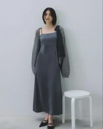 FRAY ID 가디건 세트 리본 숄더 원피스