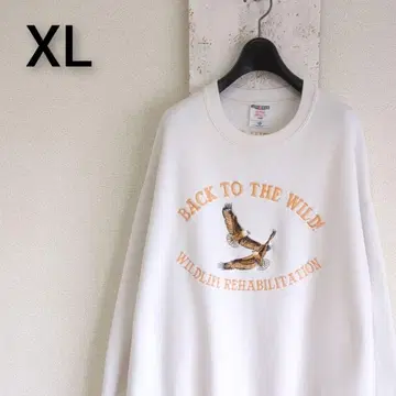 90s USA제 JERZEES 맨투맨 로고 자수 XL 화이트
