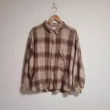 그라프 페이퍼 Graphpaper 체크 셔츠 F 울 혼방 긴팔 브라운