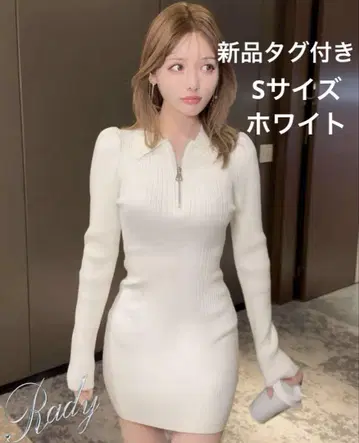 택 포함 새상품 Rady 하프 지퍼 니트 원피스 S 화이트