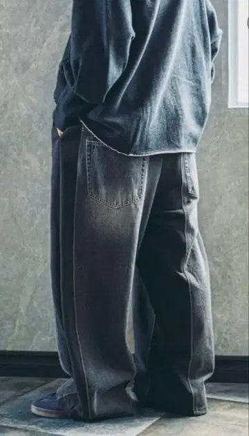 새상품 니코앤드 MODE NORM CORE 데님 패치워크 팬츠 블랙 M