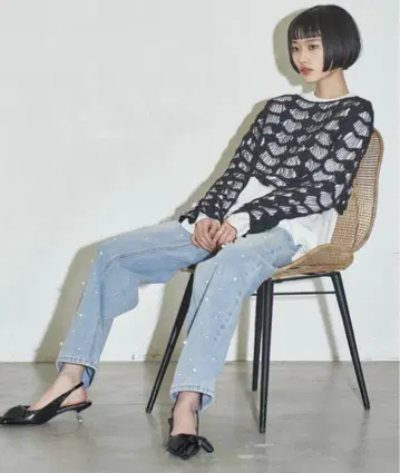 [ THEYOn ] 펄 스터드 데님 팬츠